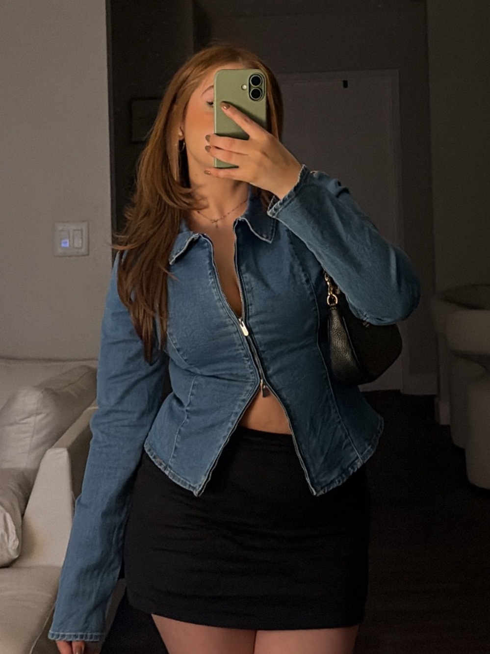 Blue Denim Zip-Front Women's shirt